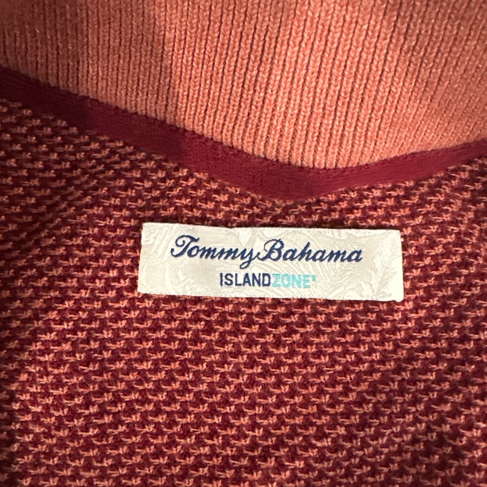 Tommy Bahama IslandZone XL Half-Zip Maroon Cotton Blend Sweater Men’s - Picture 3 of 9